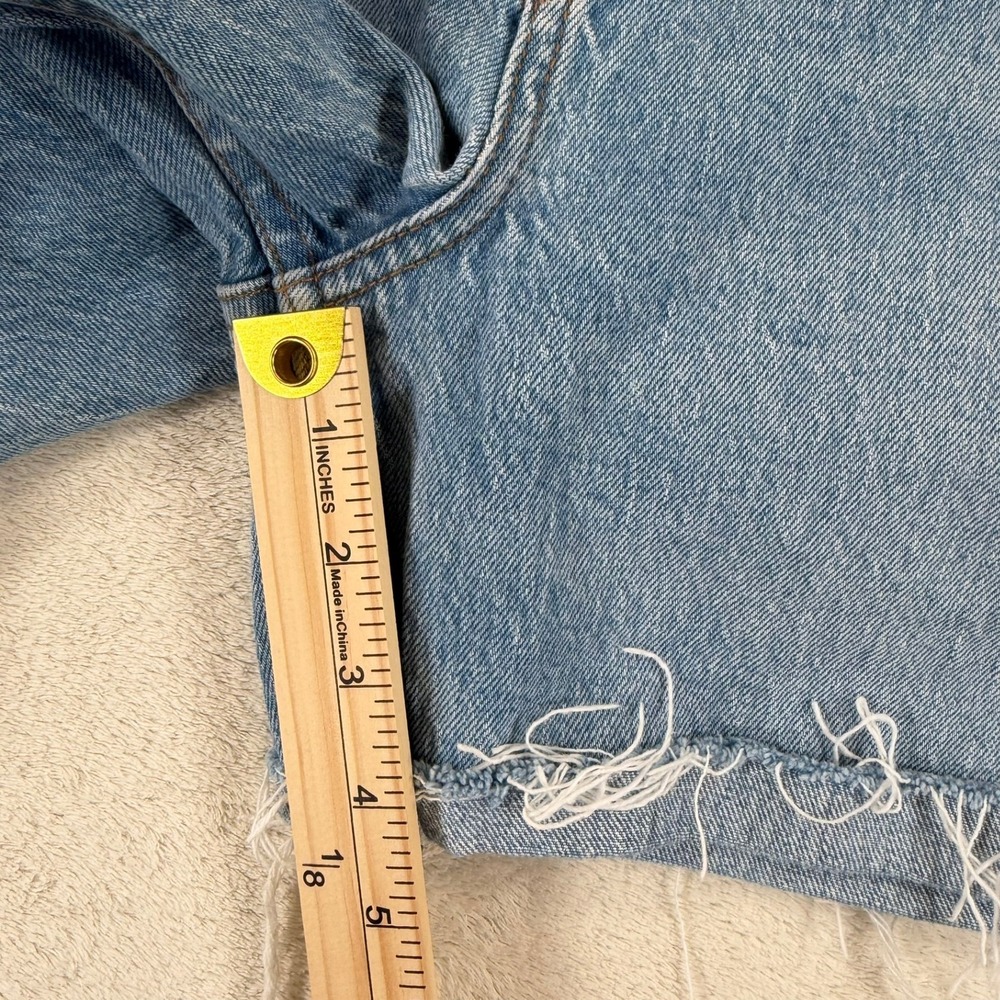 Abercrombie & Fitch 90s Straight Ultra High Rise Denim REWORKED Shorts 31 12R - Picture 11 of 12